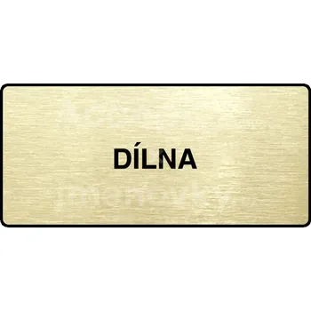 Informační tabulka Zlatý piktogram "DÍLNA" s černým&nbsp;textem a rámečkem&nbsp;-