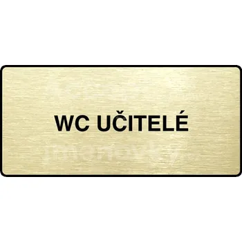 Informační tabulka Zlatý piktogram "WC UČITELÉ" s černým&nbsp;textem a rámečkem&nbsp;-