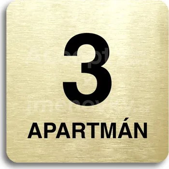 Informační tabulka Zlatý piktogram "3 apartmán" s černým&nbsp;textem bez rámečku&nbsp;-