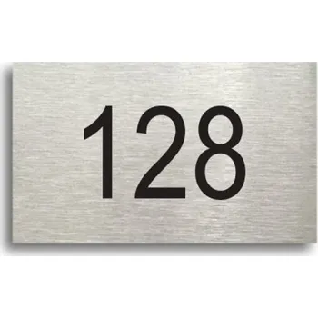 Informační tabulka Číslo na dveře - typ 07 (50 x 30 mm) - stříbrná tabulka - černý tisk