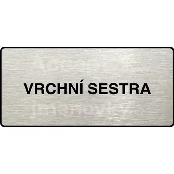 Informační tabulka Stříbrný piktogram "VRCHNÍ SESTRA" s černým&nbsp;textem a rámečkem&nbsp;-