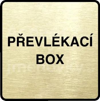 Značení Zlatý piktogram "převlékací box" s černým textem a rámečkem -