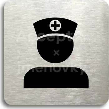 Značení Stříbrný piktogram "vrchní sestra III" s černým textem bez rámečku -