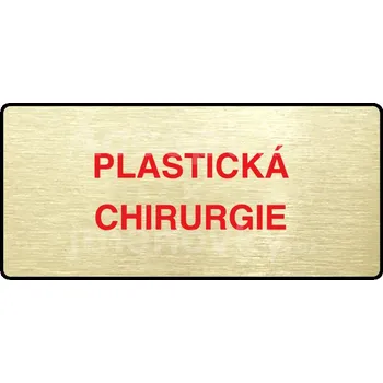 Informační tabulka Zlatý&nbsp;piktogram "PLASTICKÁ CHIRURGIE" s červeným textem a rámečkem&nbsp;-