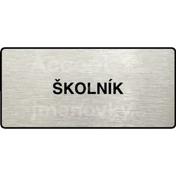 Informační tabulka Stříbrný piktogram "ŠKOLNÍK" s černým&nbsp;textem a rámečkem&nbsp;-
