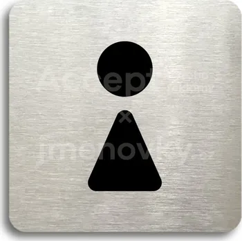 Informační tabulka Stříbrný piktogram "WC ženy II" s černým&nbsp;textem bez rámečku -