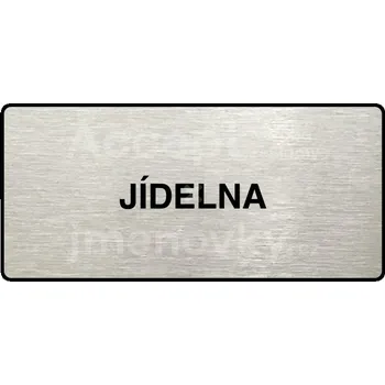 Informační tabulka Stříbrný piktogram "JÍDELNA" s černým&nbsp;textem a rámečkem&nbsp;-