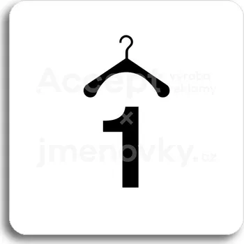 Informační tabulka Bílý piktogram "šatna 1 II" s černým textem bez rámečku -