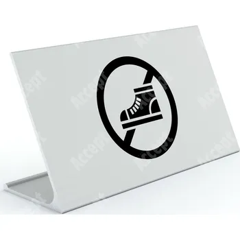 Jmenovka na stůl Informační stojánek D-62 "ZÁKAZ VSTUPU V OBUVI" - stříbrná