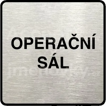 Informační tabulka Stříbrný piktogram "operační sál" s černým&nbsp;textem a rámečkem&nbsp;-