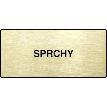 Informační tabulka Zlatý piktogram "SPRCHY" s černým&nbsp;textem a rámečkem&nbsp;-