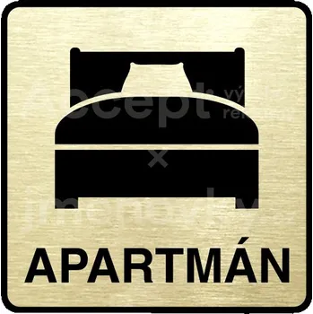 Informační tabulka Zlatý piktogram "apartmán III" s černým&nbsp;textem a rámečkem&nbsp;-