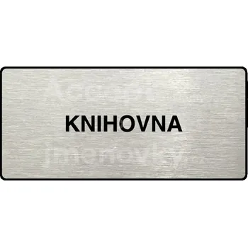 Informační tabulka Stříbrný piktogram "KNIHOVNA" s černým&nbsp;textem a rámečkem&nbsp;-