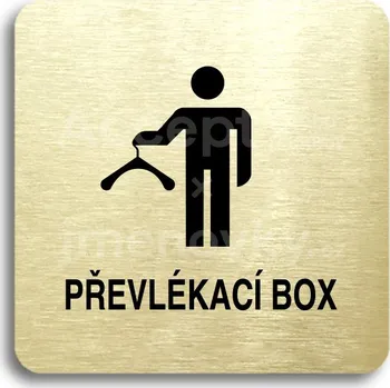 Informační tabulka Zlatý piktogram "převlékací box II" s černým textem bez rámečku -