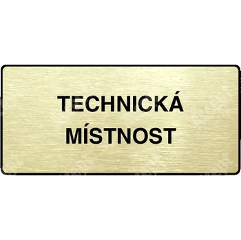 Informační tabulka Zlatý piktogram "TECHNICKÁ MÍSTNOST" s černým&nbsp;textem a rámečkem&nbsp;-