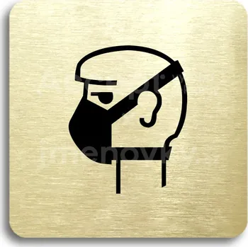 Informační tabulka Zlatý piktogram "rouška II" s černým&nbsp;textem bez rámečku&nbsp;-