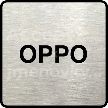 Informační tabulka Stříbrný piktogram "OPPO" s černým&nbsp;textem a rámečkem&nbsp;-