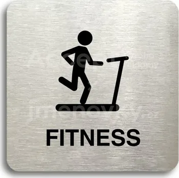 Informační tabulka Stříbrný piktogram "fitness IV" s černým&nbsp;textem bez rámečku -