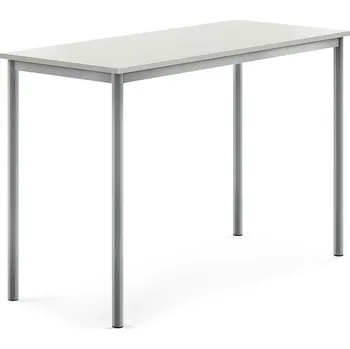 Jídelní stůl Stůl SONITUS, 1400x600x900 mm, stříbrné nohy, HPL deska tlumící hluk, šedá