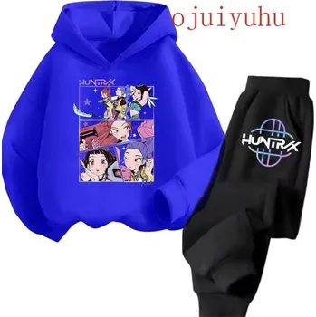 KPop Demon Hunters (Lovkyně démonů) Tepláková souprava KPop Demon Hunters (Huntrix), černé tepláky Barva: modrá mikina-černé tepláky, Velikost: 160
