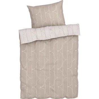 Povlečení LIVARNO home Ložní povlečení, 140 x 200 cm, 70 x 90 cm (geometrická/béžová)