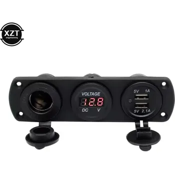 Panel s voltmetr duální USB cigaretová zásuvka