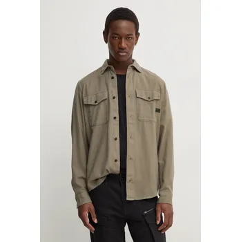 Pánská košile Bavlněná košile G-Star Marine Slim zelená barva, regular, s klasickým límcem, D24963-D454 D24963.D454 97E, vel. L