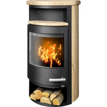 Krbová kamna ABX - Apollo (černý korpus, opláštění pískovec)