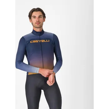 cyklistický dres Cyklistický dres CASTELLI APICE THERMAL JERSEY - belgian blue/vivid orange-winter sky XL