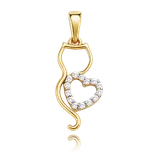 2960 MINET Zlatý přívěs kočka se srdíčkem s bílými zirkony Au 585/1000 0,70g