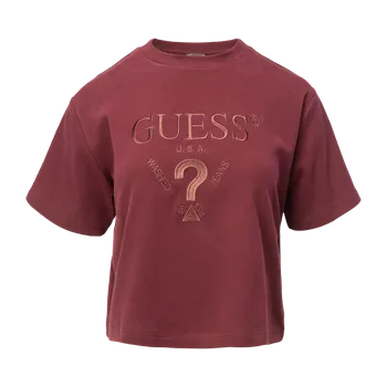 Dámské Tričko s krátkým rukávem GUESS FABIA CROP T-SHIRT V5BI01K1891-G4P2 – Vínová L