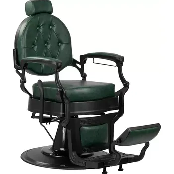 Kadeřnické křeslo Barber křeslo PRESIDENT - zelené s černým rámem