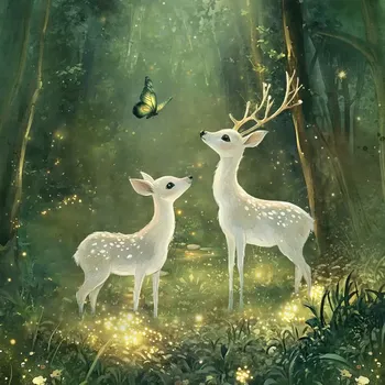 Teplákovina Kouzelná lesní zvěř, panel (E) (Panely a ladící metráž)