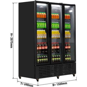 G.Gastro Lednice na nápoje - 1500L - 3 skleněné dveře & LED osvětlení