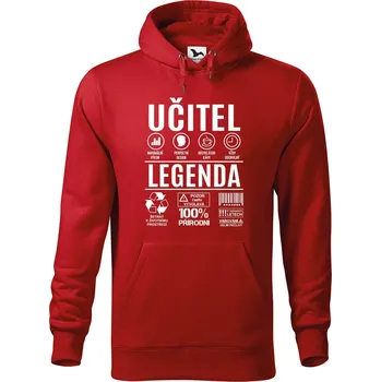 Pánská mikina DOBRÝ TRIKO Pánská mikina s potiskem Učitel legenda Velikost pánské mikiny: M, Barva: Červená