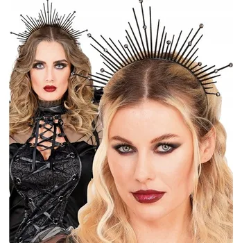 Čelenka ČELENKA DO VLASŮ S KRYSTALKY ČERNÁ GOTICKÁ HALLOWEENSKÁ