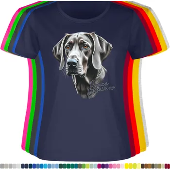 Dámské tričko damske-levne-bavlnene-tricko-digitalni-potisk-pes-vymarsky-ohar Barva: Navy - tmavě modrá, velikost: XXL