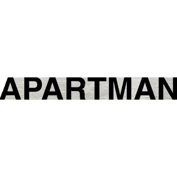 Značení Stříbrný piktogram "APARTMÁN" s černým&nbsp;textem bez rámečku -