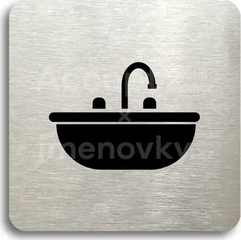 Informační tabulka Stříbrný piktogram "koupelna VII" s černým textem bez rámečku -