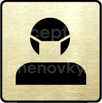 Značení Zlatý piktogram "karanténa" s černým textem a rámečkem - 80 x 80 mm