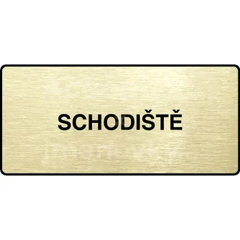 Informační tabulka Zlatý piktogram "SCHODIŠTĚ" s černým textem a rámečkem -