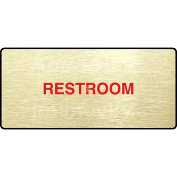 Informační tabulka Zlatý&nbsp;piktogram "RESTROOM II" s červeným textem a rámečkem&nbsp;-