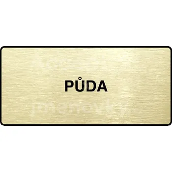 Informační tabulka Zlatý piktogram "PŮDA" s černým&nbsp;textem a rámečkem&nbsp;-