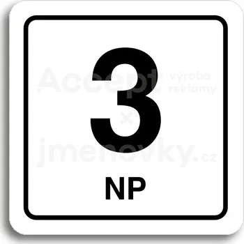 Informační tabulka Bílý piktogram "3 NP" s černým textem a rámečkem&nbsp;-