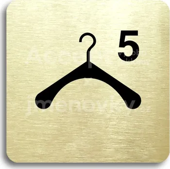 Informační tabulka Zlatý piktogram "šatna 5 III" s černým&nbsp;textem bez rámečku&nbsp;-