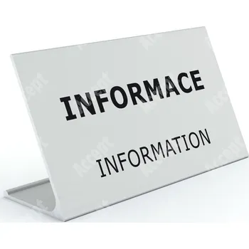 Jmenovka na stůl Informační stojánek D-62 "INFORMACE, INFORMATION" - stříbrná