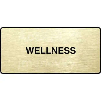 Informační tabulka Zlatý piktogram "WELLNESS" s černým&nbsp;textem a rámečkem&nbsp;-