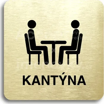Informační tabulka Zlatý piktogram "kantýna III" s černým textem bez rámečku -