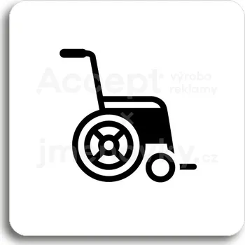 Informační tabulka Bílý piktogram "invalidní vozík" s černým textem bez rámečku&nbsp;-