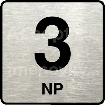 Informační tabulka Stříbrný piktogram "3 NP" s černým&nbsp;textem a rámečkem&nbsp;-